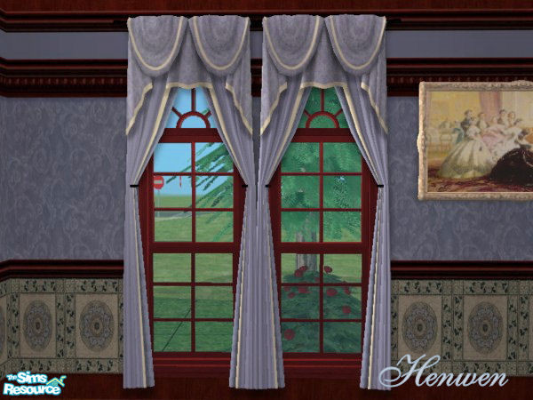 Sims 2 — Victorian Blue Parlor Drape by Henwen — 