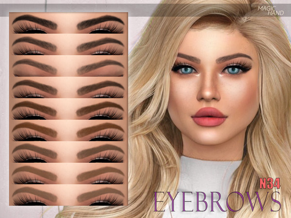 Sims 4 — [MH] Eyebrows N34 by MagicHand — --12 available colors-- --Compatible with HQ settings-- --CAS thumbnail--