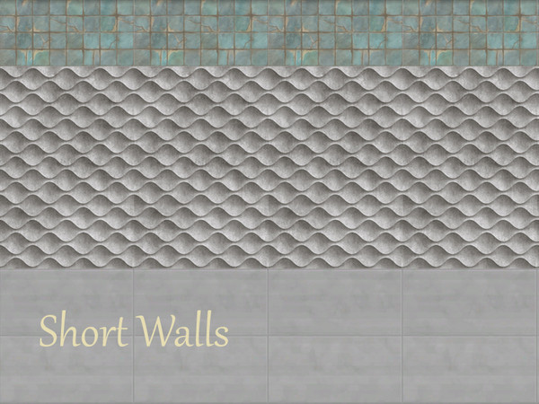 Sims 4 — Waves by CorneliaSrownal — This decorative wall is comprised of three different materials: on the bottom you