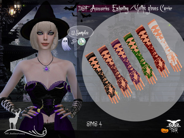 Sims 4 — DSF Accessories Enchanting  Gothic gloves by DanSimsFantasy — Gothic style gloves in braided lace material with
