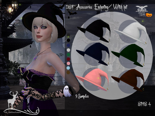 Sims 4 — DSF  Accessories Enchanting Witch  Hat by DanSimsFantasy — 