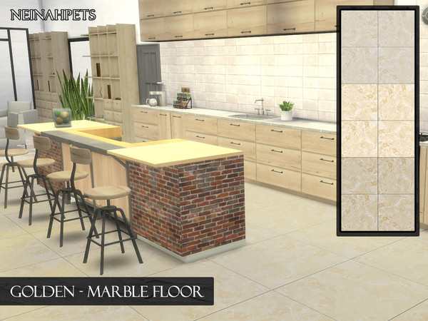 Sims 4 — Golden Marble Tile Flooring by neinahpets — Marble flooring with a golden sheen. 3 Colors.