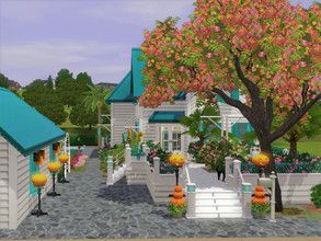 Sims 3 — Turquoise Cottage  no cc by sgK452 — Adorable house by the sea or river, puddle! White and turquoise, the