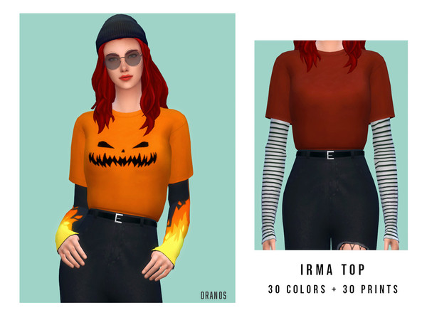 Sims 4 — Irma Top by OranosTR —  - New Mesh - 30 Colors /30 Prints - EA Texture [Mixed] - HQ mode compatible - Prints in