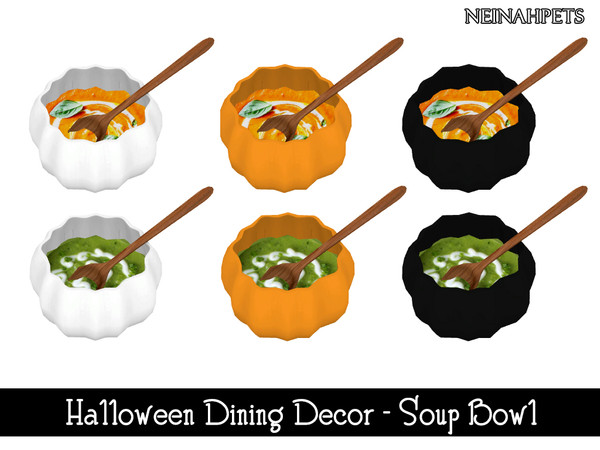 Sims 4 — Halloween Dining Decor - Soup Bowl {Mesh Required} by neinahpets — A pumpkin soup bowl with fall soups. 2 Soups