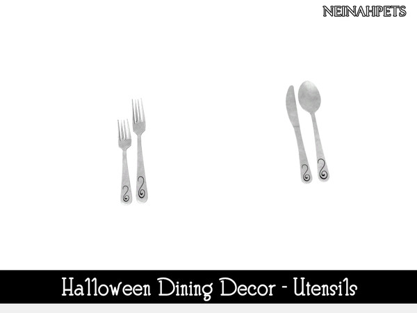 Sims 4 — Halloween Dining Decor - Utensils {Mesh Required} by neinahpets — A set of Halloween dining utensils.