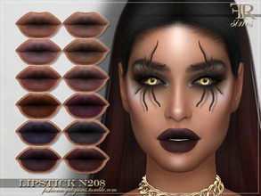 Sims 4 — Lipstick N208 by FashionRoyaltySims — Standalone Custom thumbnail 12 color options HQ texture Compatible with HQ