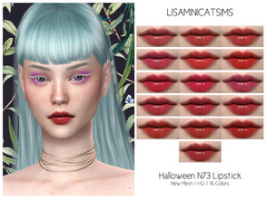Sims 4 — LMCS Halloween N73 Lipstick (HQ) by Lisaminicatsims — -New Mesh -HQ Compatible -16 Swatches -All Skin 