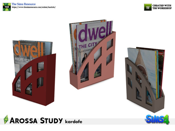 Sims 4 — kardofe_Arossa Study_Folders by kardofe — Small table magazine rack in three different options 