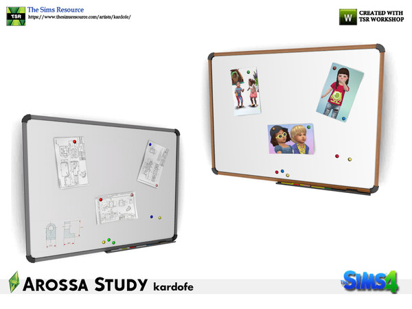 Sims 4 — kardofe_Arossa Study_Magnetic board by kardofe — Magnetic wall board, in two different options 