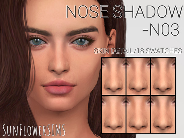 Sims 4 — Nose shadow N03 by _SunFlowerSIMS_ — - Skin detail - 6 Colors, 18 swatches - Male and Female 