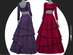 Sims 4 — Petal Gown. by Pipco — a stylish two piece gown with a layered skirt. 