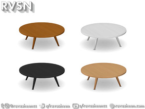 Sims 4 — Tables Have Turned - Round Coffee Table by RAVASHEEN — Retro lives modern in this wooden coffee table. With