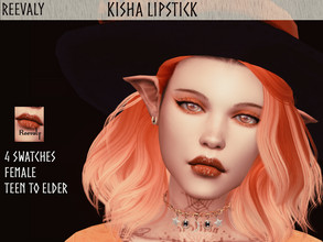 Sims 4 — Kisha Lipstick by Reevaly — 4 Swatches. Teen to Elder. For Female. Base Game compatible. Please do not reupload.