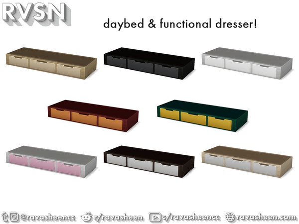 Sims 4 — Bedder Than A Couch - Storage V2 Daybed by RAVASHEEN — Make the most out of your simmie's home with Bedder Than