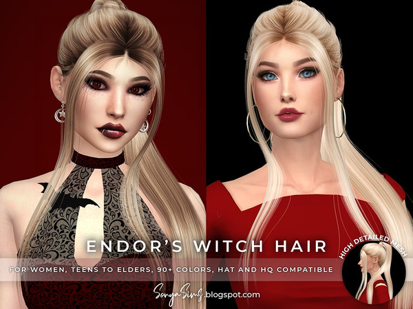 Sims 4 — SonyaSims Endor's Witch Hair (Collaboration BR) by SonyaSimsCC — - Ponytail with long bangs for your sims. Hope