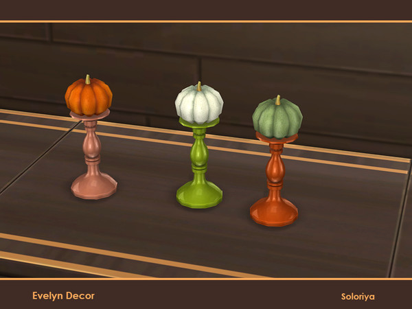 Sims 4 — Evelyn Decor. Candle Holder with a Pumpkin by soloriya — Candle holder with a pumpkin. Part of Evelyn Decor set.