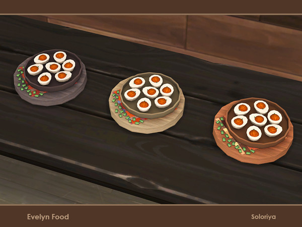 Sims 4 — Evelyn Food. Eggs by soloriya — Decorative eggs. Part of Evelyn Food set. 3 color variations. Category: