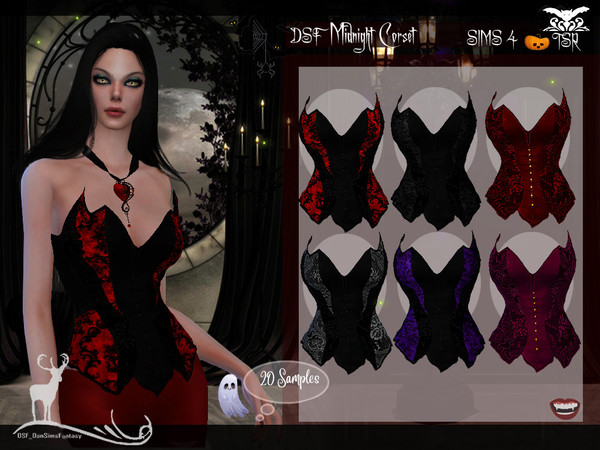 Sims 4 — DSF  Midnight Corset by DanSimsFantasy — The presence of a vampire permeates the party room, wear an elegant
