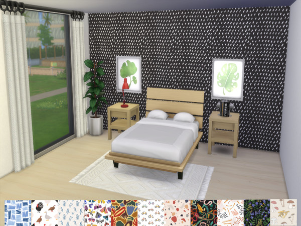 Sims 4 — Pretty patterns by Lajal — Basic wall recolor with cute, free to use patterns found on Adobe Stock. 12 swatches.