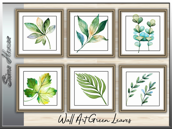 Sims 4 — Wall Art Green Leaves by Sims_House — Wall Art Green Leaves 6 options.