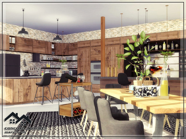 Sims 4 — CONCORD - Kitchen by marychabb — I present a room-bkitchen with Dining area that is fully equipped. Tested.
