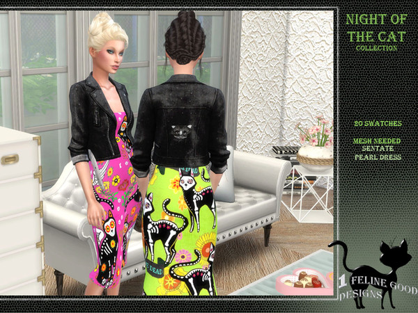 Sims 4 — Night of the Cat dress 06 by Merit_Selket — Night of the Cat Collection 20 swatches Teen - Young Adult - Adult -