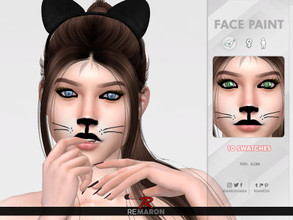 Sims 4 — Halloween Cat Face Paint 01 by remaron — -10 Swatches -Custom CAS thumbnail -Adult - Elder -Both gender -Only