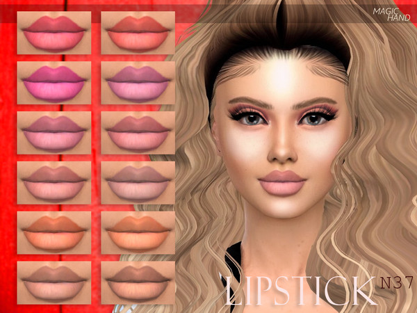 Sims 4 — [MH] Lipstick N37 by MagicHand — --16 available colors-- --Compatible with HQ settings-- --CAS thumbnail--