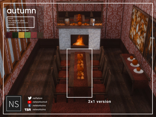 Sims 4 — Autumn Dining - Table Runner (2x1) - Networksims by networksims — A table runner to match the Autumn Dining