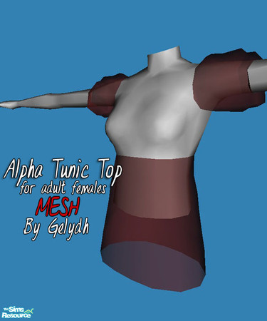 Sims 2 — MESH - Alpha Tunic Top for Adult Females (REA17)  by gelydh — New tunic-style top mesh for adult females with