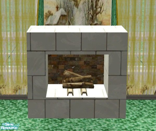 Sims 2 — Christmas Home - Fireplace by Riverwillows — A lovely living set, done in holiday greens and golds. Warm and