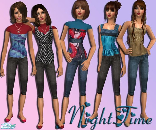Sims 2 — Night Time by pretty_baby — 5 random outfits for your teens!! No mesh is needed. Enjoy!!