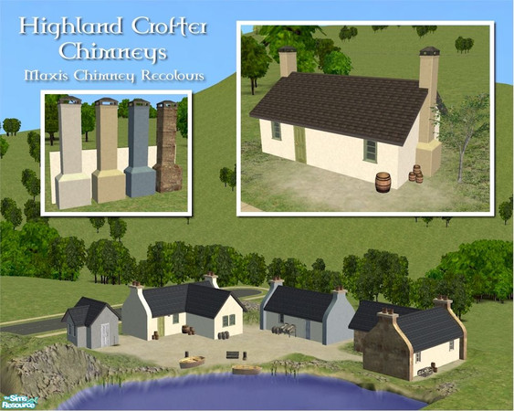 Sims 2 — Highland Crofter - Maxis Chimney recolour - Sand by Cyclonesue — A recolour of the standard Maxis chimney to
