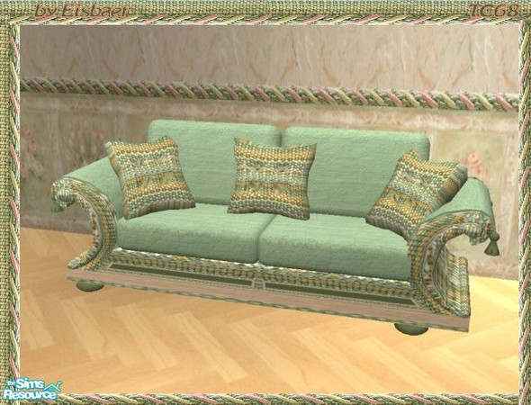 Sims 2 — Venetian Saga TC68 - Sofa by Eisbaerbonzo — Velour sofa in mint with roughly woven cushion and sides