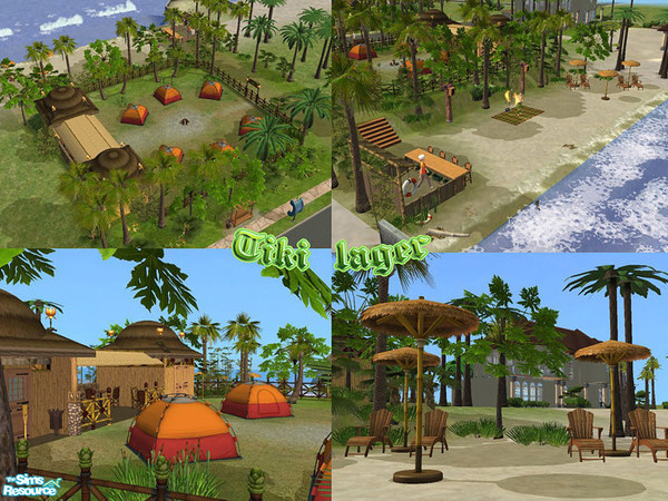 Sims 2 — Tiki Lager  by NNNsims2 — Camp on nature on sea seaside in style Tiki. Spending the night in tent, conversations