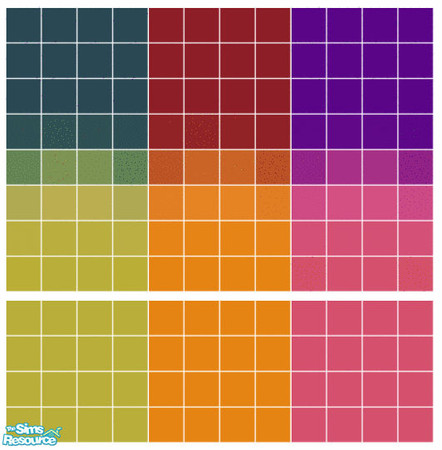 Sims 2 — Cocktail Tile Set by s00z — Three tiled walls with coordinating floors.