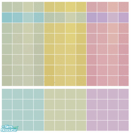 Sims 2 — Calypso Tile Set by s00z — Three tiled walls with coordinating floors.