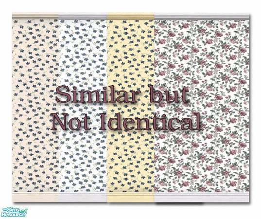 Sims 2 — Similar but not Identical flowers (SBNI) by TSR Archive — A set of four flowered wallpaper. Three very similar,