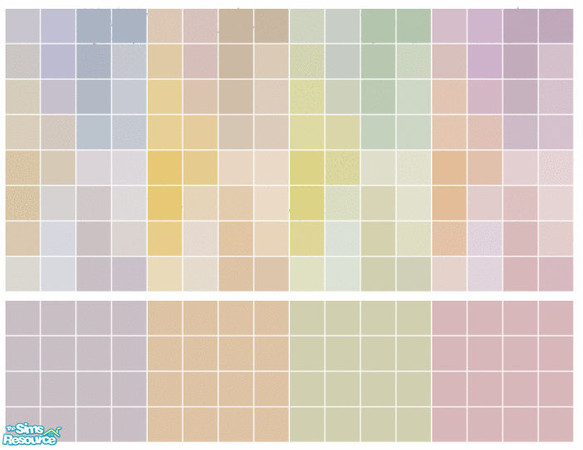 Sims 2 — Clock Tile Set by s00z — Four tiled walls with coordinating floors