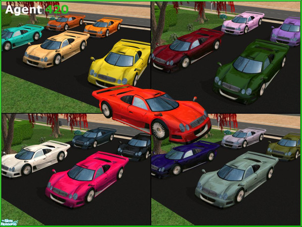 Sims 2 — 1 1/2 Dozen Mercedes CLK-GTR Colors by Agent420 — A Dozen and a half recolors of The Mercedes CLK-GTR. A