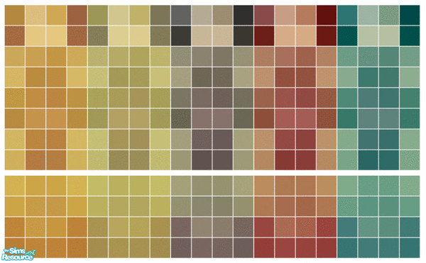 Sims 2 — Golf Tile Set by s00z — Five tiled walls with coordinating floors.