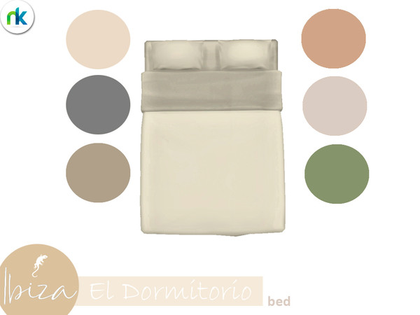 Sims 4 — Nikadema Ibiza El Dormitorio Bed by nikadema — Use this bed along with the bed frame. No cheats needed. Six