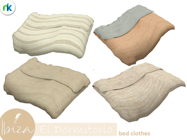 Sims 4 — Nikadema Ibiza El Dormitorio Bed Clothes by nikadema — Four colors included on the file No cheats needed to use