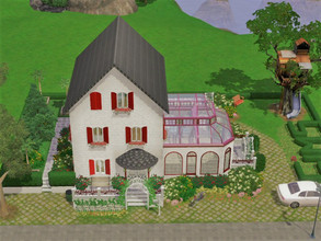 Sims 3 — Red cottage empty 30x20 no cc by sgK452 — house with swimming pool and veranda. It's up to you to furnish the