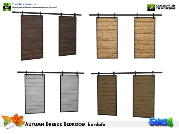 Sims 4 — kardofe_Autumn Breeze Bedroom_Barn doors by kardofe — Double barn doors, hung on metal rails, in four different
