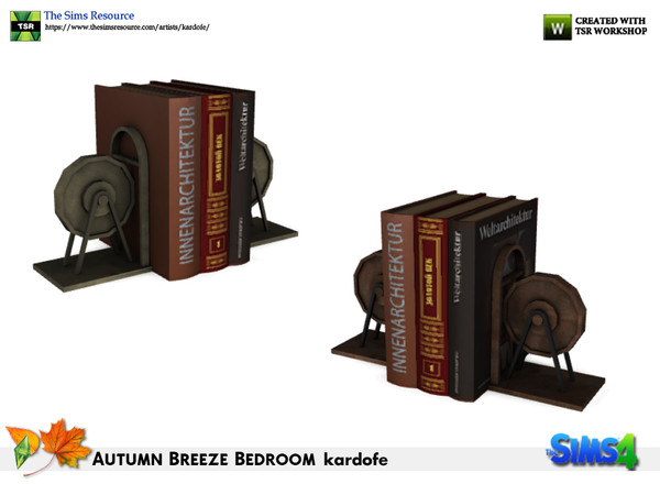 Sims 4 — kardofe_Autumn Breeze Bedroom_Books by kardofe — Decorative set with three books with bookends, in two different