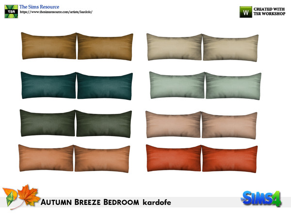 Sims 4 — kardofe_Autumn Breeze Bedroom_Cushions by kardofe — Set of two cushions to put on the bed, in eight different