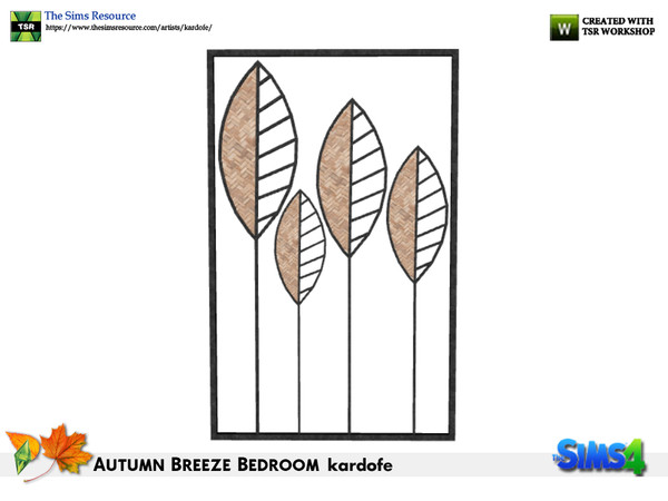 Sims 4 — kardofe_Autumn Breeze Bedroom_Wall Decoration by kardofe — Wall decoration, wrought iron tree leaves and raffia 