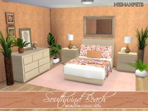 Sims 4 — Southwind Beach Bedroom by neinahpets — UPDATED November 20, 2020 - Small weight issue with bed not allowing Sim